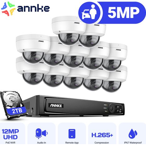 ANNKE 5MP CCTV Kit 16CH PoE NVR Outdoor Indoor IR Network Camera Night Vision Remote Monitoring 12× Cameras Security Camera System - 2TB HDD (1/5)