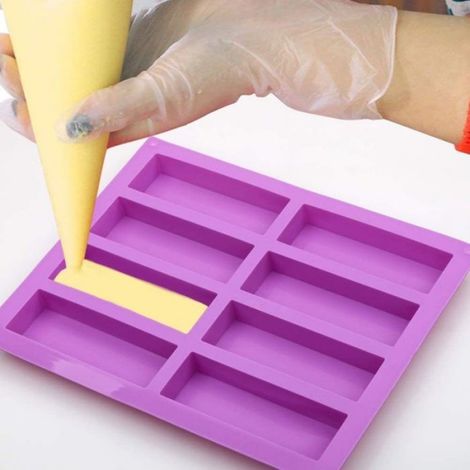 Moule à savon fait main rectangulaire en Silicone à 8 grilles, moule d'aromathérapie DIY (rose) (1/5)