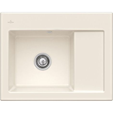 VILLEROY ET BOCH Subway 45 Fregadero compacto de 1 seno 65 x 51 cm con desagüe derecho Creme CeramicPlus