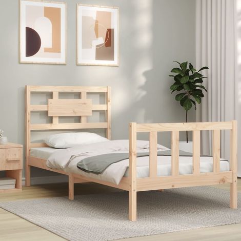 Bed Frame without Mattress 90x200 cm Solid Wood Pine vidaXL (1/5)