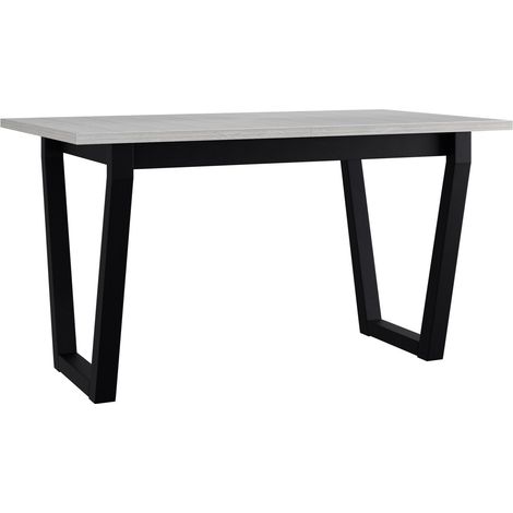Mesa Victorville 301, Blanco + Negro, 77x80x140cm, Alargamiento, Aglomerado laminado, Metal