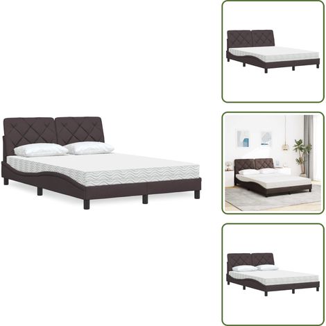 Letto con cuscino testiera - vidaXL Letto con Materasso Marrone Scuro 120x200cm Tessuto - Letto in tessuto