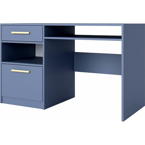 Mesa de oficina Rosa, Azul + Dorado, Con puertas, Con cajones, Número de puertas: 1, Número de cajones: 1, 82x125x58cm