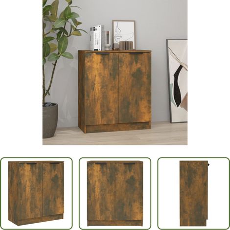 Armoire en bois - Buffet Chêne fumé 60x30x70 cm Bois d'ingénierie (1/5)