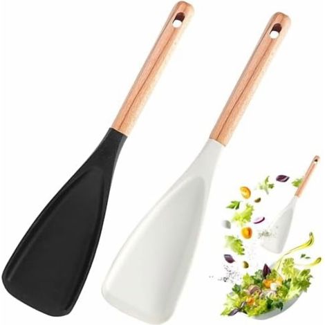 Un ensemble de 2 spatules multifonctionnelles en bois et silicone