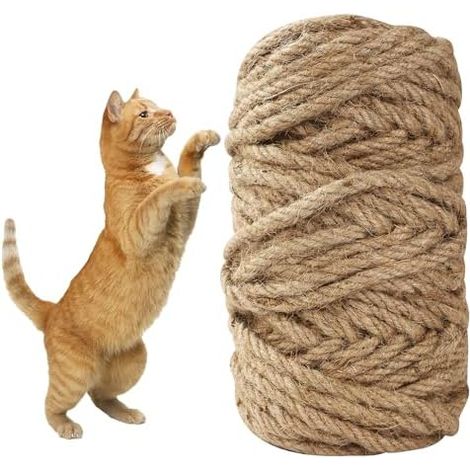 Corde Sisal Arbre à Chat 8mm x 50m, Corde de Rechange pour Griffoir Corde sisal naturelle 8mm x 50m pour arbre à chat. Idéale pour réparer les griffoirs, résistante et adaptée aux chats (1/5)