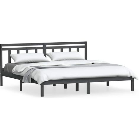 Maison Exclusive - Massivholzbett Grau Kiefer 200x200 cm (1/5)