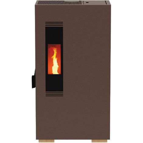 Stufa a Pellet FOCO Ruggine Con Telecomando - Mini 5.S - Vetro Frontale - Classe Energetica A+ - Stile Minimale - Dim. compatta (1/2)