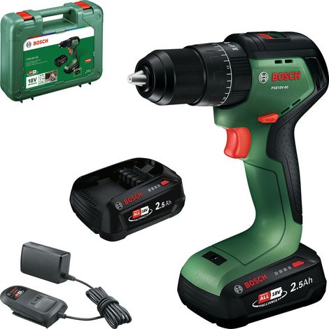 Bosch Akku-Schlagbohrschrauber PSB18V-60, 1x Akku PBA 18V 2.5Ah in Koffer (1/5)