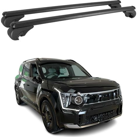 OMAC Aluminium Dachträger Querträger für Kia EV9 GT-LINE 2023-2026 – TÜV / DIN 75302:2019 – Abschließbar – Max. 75 kg – 2 Stangen Schwarz (1/5)