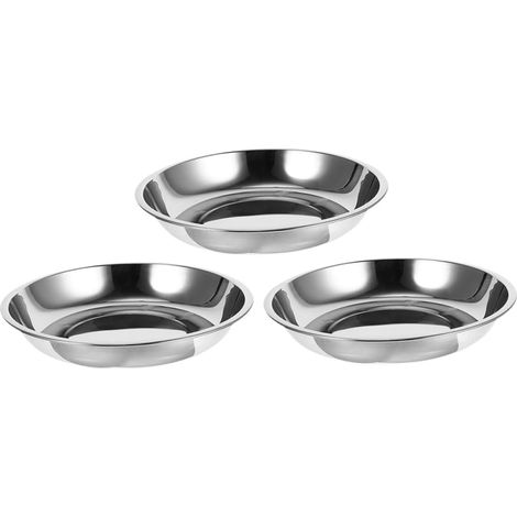 3-Piece Stainless Steel Pet Bowl Set for Dogs, Cats, and Puppies - Practical Round Bowls for Food and Water (1/5)