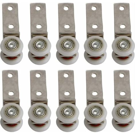 SABIR 10 pack 1,9 cm Coude de conduit en métal Roulement Bloc de poulie avec deux Plastique de roue pour porte coulissante fenêtre Cabinet (1/4)