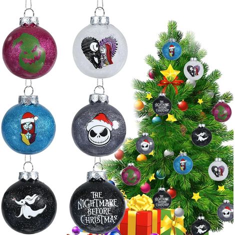 12 Ornements Cauchemar Avant Noël Boules, Décorations Arbre Halloween Fantôme, Boules de Noël 60mm pour Sapin, Décor Festif, Lot de 12 (1/5)