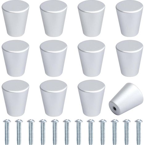 12 Pièces Boutons de Meuble Boutons d’Armoire, Boutons de Tiroir en Aluminium Petites Poignées, Boutons de Meubles en Argent pour Tiroirs Armoires Commode (1/5)