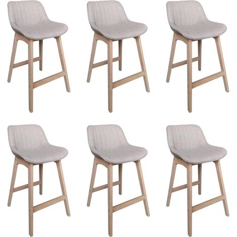 Lot de chaises MELLOW d'îlot et bar en chêne et assise tissu 65cm