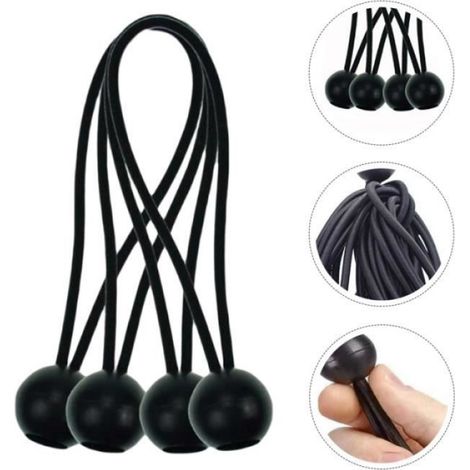 Corde élastique pour bâche de camping d'auvent de tente - SANDOW - Noir - 15.2x1x0.5 cm (1/4)