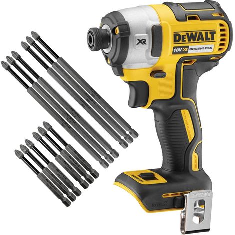 Dewalt DCF887N 18V Brushless XR G2 3 Speed Impact Driver + 12 Piece Long Bit Set (1/5)