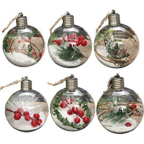 Lot de 6 boules de Noël scintillantes avec pendentifs lumineux LED, rechargeables, à suspendre au sapin pour une fête. (1/5)