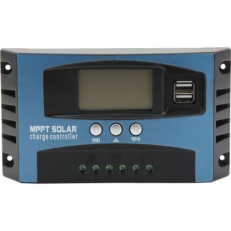 Solarladeregler mit LCD-Bildschirm, 2 USB-Ausgängen, Überstromschutz, 12-24V-Regler, 100A-Autoadaption (1/5)