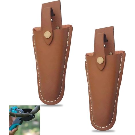 Étui à outils en cuir marron, ajustable, pour le jardinage, la floriculture, la taille et les travaux manuels, lot de 2.-AquaForge (1/5)