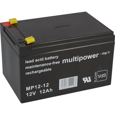 Multipower Blei-Akku MP12-12 Pb 12V 12Ah VdS G114091, Faston 4,8 (1/5)