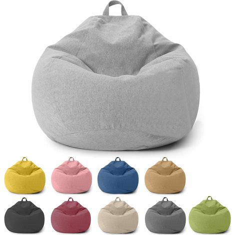 Pouf pour enfants et adultes - Housse uniquement (sans rembourrage) - Pour chambre à coucher, bureau, salon, terrasse (gris clair, 100 x 120 cm)