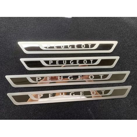 Ciel-Lot de 4 protections de seuil de porte en acier inoxydable – Finition mate – Installation facile avec dos adhésif 3M – Pour Peugeot 308 408 508 3008 2008 307 (1/5)