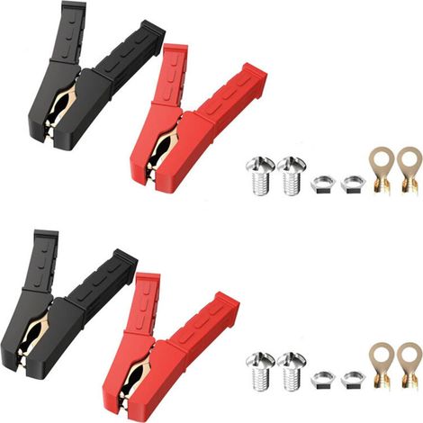 Pinces Crocodile en Cuivre Pur 500 A – Lot de 4 pour Chargeur, Câble de Démarrage et Soudure Auto (1/4)