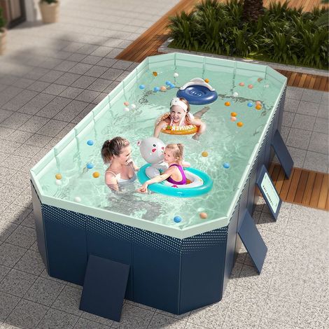 Zoternen – Piscine hors-sol autoportante 1.6 m – Pliable en PVC haute résistance – Dimensions 160x120x47 cm – Pour enfants et adultes