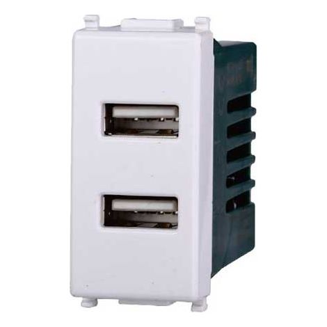 Chargeur avec 2 prises USB Type-A compatible Vimar Plana 5Vdc 2.1A couleur blanc Ettroit EV2402