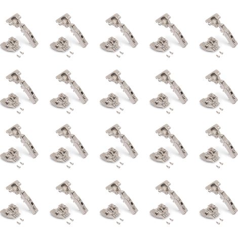Emuca Lotto di 20 cerniere collo dritto X91N con basette montaggio misto, diametro 5x9,5 mm, altezza 0, Acciaio, Nichelato