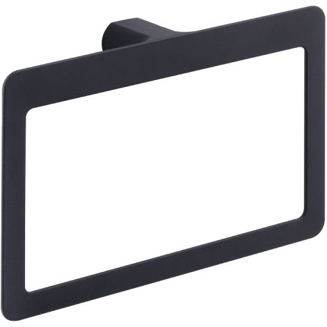 PORTA SALVIETTE DA PARETE AD ANELLO IN OTTONE NERO OPACO MODELLO PIRENEI - DIM. CM (LXPXH): 23×5,1×15,1 - NERO OPACO - GDY (1/2)