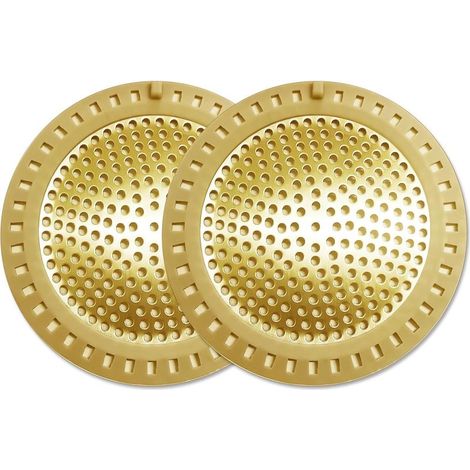 Lot de 2 bouchons de bonde de douche en acier inoxydable et silicone Doré (1/5)
