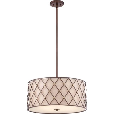 Elstead Brown Lattice - Grand plafond suspendu à 4 ampoules en treillis brun cuivre, E27 (1/5)