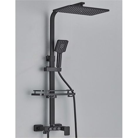 Ensemble de douche mitigeur thermostatique intelli Système de douche de salle de bain à affichage numérique, ensemble noir de robinet de douche thermostatique, robinet de douche à effet pluie moderne (1/5)