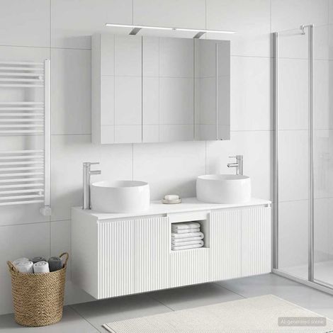 vidaXL Bathroom Cabinet Set 4 pcs White Engineered Wood (1/5)