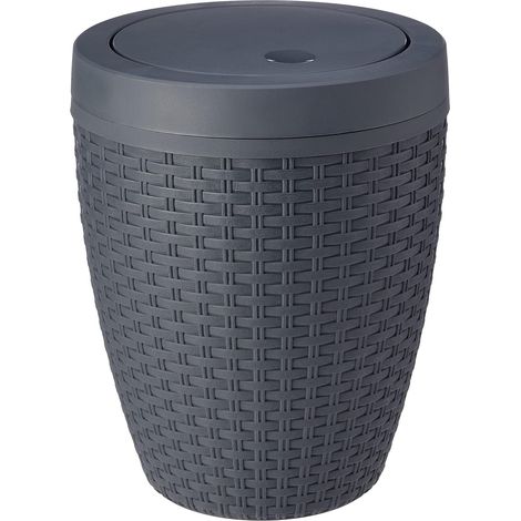 Corbeille en Faux rotin, Plastique, Charbon, Swing Bin (1/5)