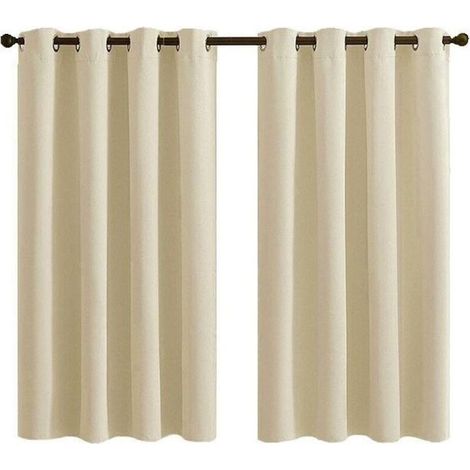Ensemble de 2 Panneaux de Rideaux Courts à Oeillets - Occultant Isolant Thermique Couleur Taupe - pour Chambre ou Salle de Bain 28x36 Pouces (K30)