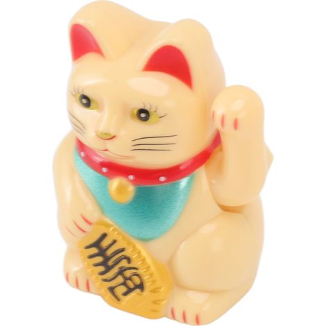 Chinesische Glückskatze, winkende Arm, Solarleuchte, Induktionsstatue, Figur für Zuhause und Auto, aufrecht sitzend, gelb (1/5)
