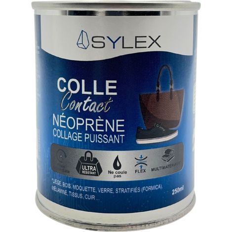 Colle néoprène 250ml – Collage puissant et flexible – Prise immédiate – Ne coule pas – Pour bois, verre, cuir, moquette – Sylex