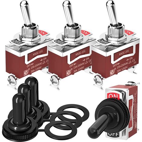Commutateur de bascule marine 12VDC 20A Commutateur de bascule imperméable 250V AC 15A lourd avec couverture SPST étanche ON / Off 2 broches pour bateau de camion de voiture auto (1/5)
