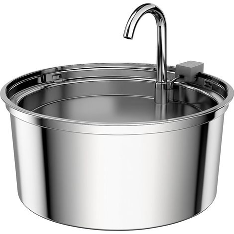 Fontaine à eau en acier inoxydable pour chien et chat capacité 3,2 L silencieuse avec distributeur d'eau et gamelle pour animaux (1/5)