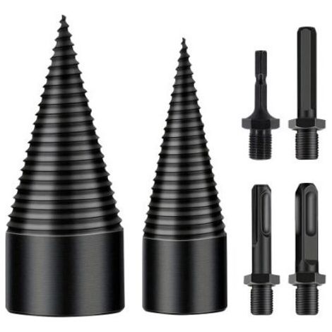 RHG Foret de Fendage de Bois, 32mm+42mm Fendeur de Buche, Foret Conique avec 4 Poignées, Foret À Bois pour Fendre du Bois, Fendeuse Bois Cône, Fendeuse à Bois Perceuse pour Perceuse Électrique (1/5)