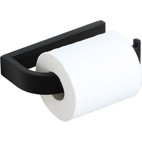 Porte Rouleau Papier Toilette, Porte Papier Toilette sans Percage Longueur 16 CM, Porte Papier Toilette Adhésif pour Salle de Bain, en Acier Inoxydable SUS 304, Durable et Pratique, Noir (1/5)