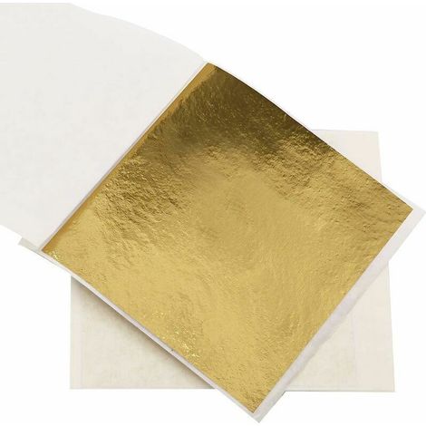 Feuille D'or Imitation,100 Feuilles D'or B,peut être Utilisé pour l'artisanat de Bronzage,la Décoration de Meubles,les uvres D'art,la Peinture à la Feuille D'or,8cm x 8,5cm(3,15pouces x 3,35pouces) (1/5)