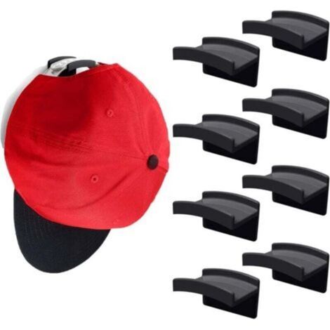 Crochets adhésifs pour chapeau pour mur (paquet de 8 - noir) - Conception minimaliste de porte-chapeau, pas de perçage, cintres pour chapeau à forte tenue (1/4)
