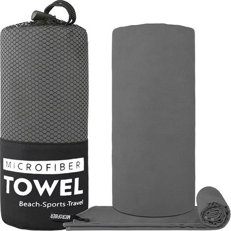 Serviette Microfibre Sport Séchage Rapide 40x80 cm - Serviette Fitness Yoga Natation Double Face Ultra Absorbante et Compacte, Gris Foncé-x
