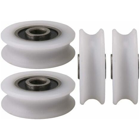 Lot de 4 roues de poulie en nylon pour porte coulissante – Diamètre intérieur 4 mm – Résistance à l'usure – Glisse fluide et silencieuse (1/2)