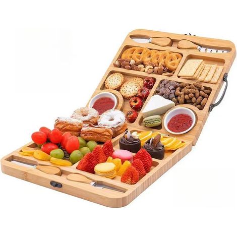 Käsebrett, Klappbrett, Schneidebrett für Feinkostkäse, tragbar, Snackplatte, Butterbrett, Käseplatte aus Holz - faltbares Holzbrett, geeignet als Einzugsgeschenk, Geschenk zum neuen Zuhause und Hochze (1/5)