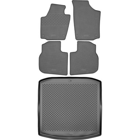 Ensemble de tapis de sol en caoutchouc pour Seat Toledo IV Berline/Hatchback (2012-2018) + tapis de coffre (1/5)